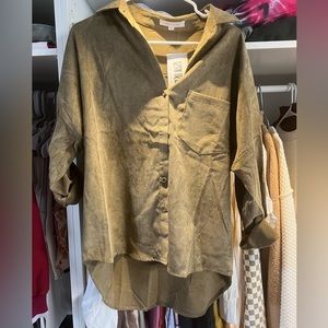 Green button up shirt